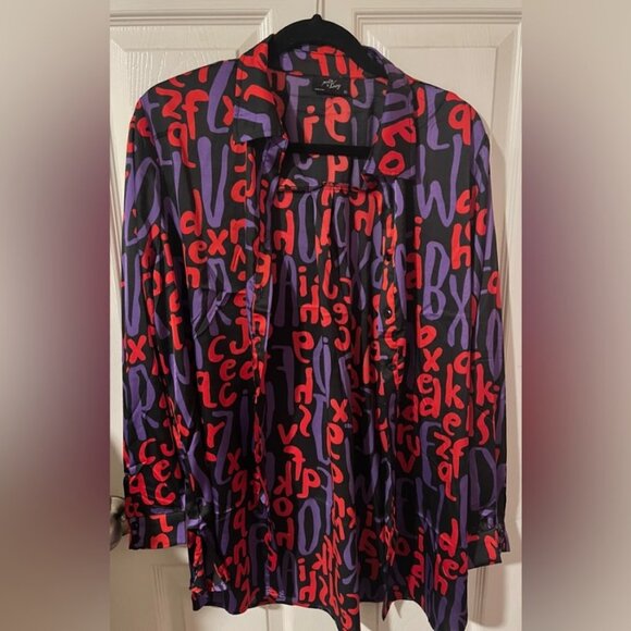 M💜Funky Colorful Purple/Red Button Down Shirt - Picture 7 of 9